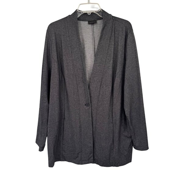 J. Jill Wearever Collection Womens  knit Jacket size XL Charcoal gray pockets - Picture 1 of 12